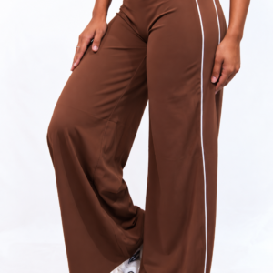chocolate brown wide leg athleisure pants